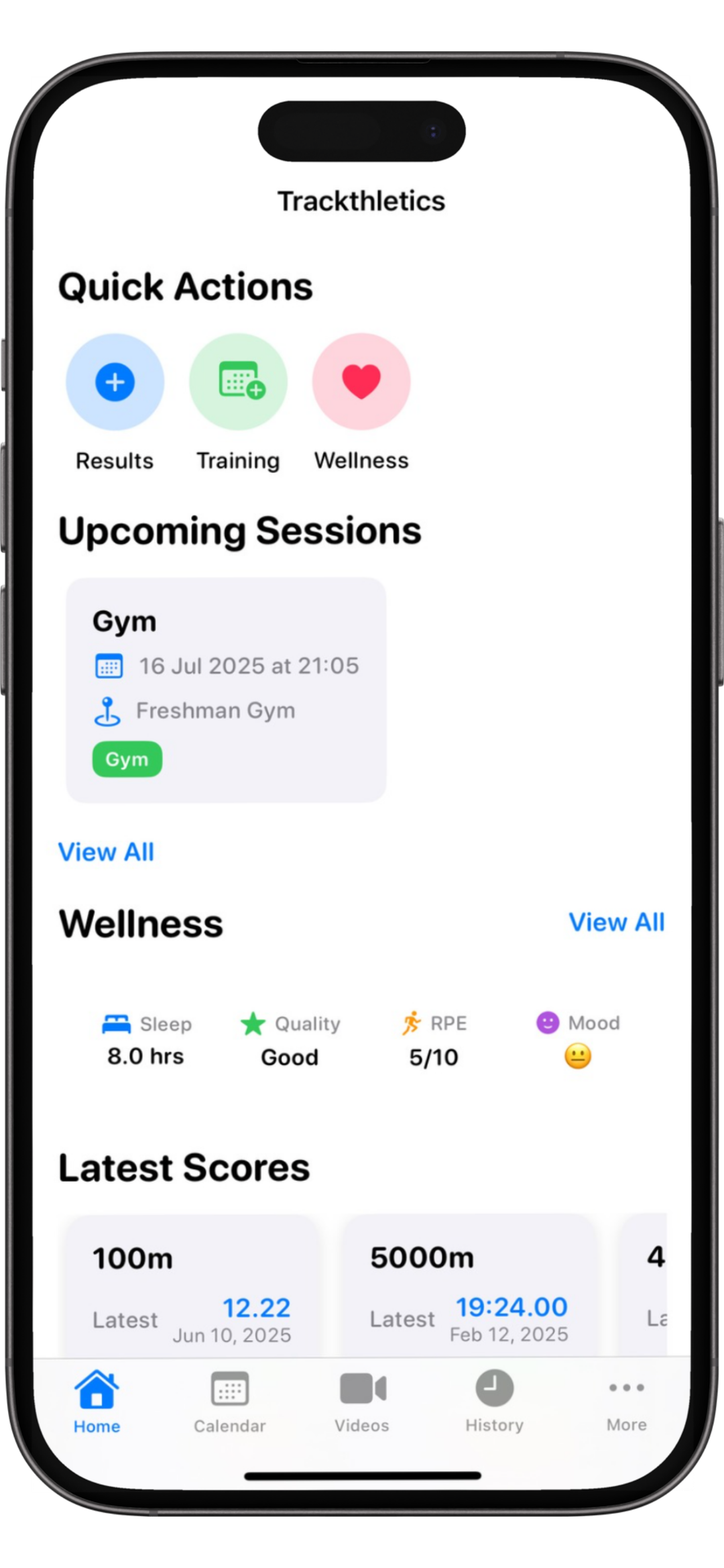 TrackThletics App Homepage